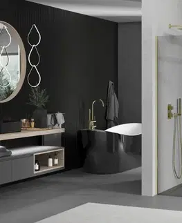 Sprchové dvere MEXEN/S - Kioto Sprchová zástena WALK-IN 70 x 70, transparent, zlatá 800-070-202-50-00-070