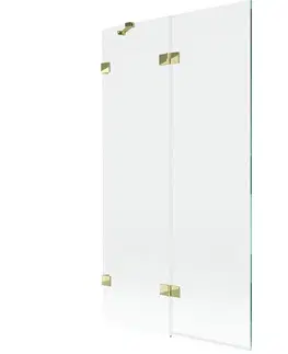 Sprchové dvere MEXEN/S - Lunar vaňová zástena 2-krídlová ľavá 100 x 150, transparent, zlatá 897-100-100-50-00-L
