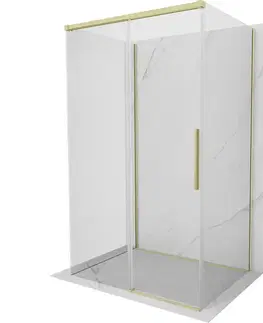Sprchovacie kúty MEXEN/S - Rox-3S sprchovací kút 3 stenný, posuvný 150 x 80, transparent, zlato kartáčovaná 8C2-150-080-55-00-3S
