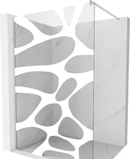 Sprchové dvere MEXEN/S - Kioto Sprchová zástena Walk-in 110 x 200, biely vzor 8 mm, nikel kartáčovaná 800-110-101-97-97