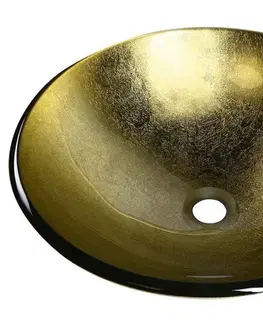 Umývadlá SAPHO - SHAY sklenené umývadlo na dosku priemer 42cm, zlatá 2501-22