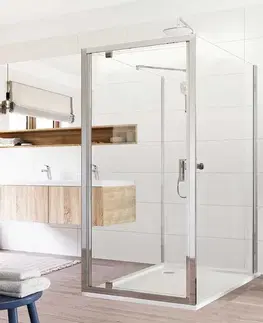 Sprchovacie kúty Mereo Sprchovací kút Lima, obdĺžnik do priestoru U, pivotový, 80x100x80 cm, chróm ALU, sklo Číre CK87853K