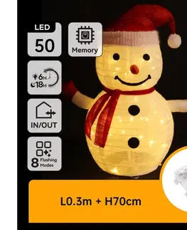 Vianočné dekorácie  B.V.  - LED Vianočná vonkajšia dekorácia 50xLED/3xAA 0,7m IP44 snehuliak B10303ABAE