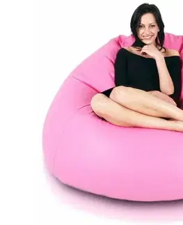 Sedacie vaky a kocky Sedací vak guľa Maxi ekokoža TiaHome - ružová