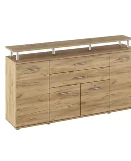 Komody KONDELA Hanola štvordverová komoda so zásuvkami dub artisan