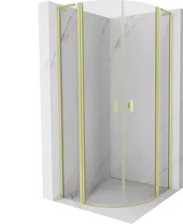 Sprchovacie kúty MEXEN/S - Mist L sprchový kút štvrťkruh, krídlové 100 x 100, transparent, zlato kartáčovaná 8A32L-100-100-55-00