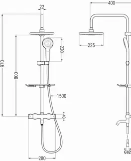 Sprchy a sprchové panely MEXEN/S - KT05 vaňový stĺp s termostatickou batériou, chróm / biela 779000593-00