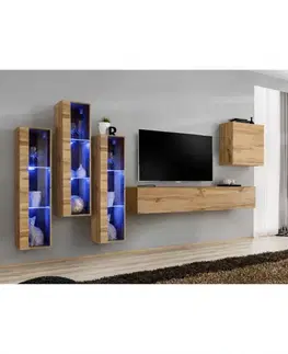 Podkrovný nábytok Obývacia stena Switch Sklo +LED XIII Wotan