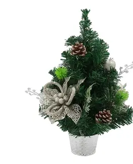 Vianočné stromčeky KONDELA Chrisy vianočný stromček v kvetináči 40 cm zelená / strieborná