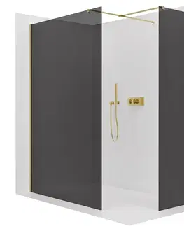 Sprchovacie kúty CERANO - Sprchová zástěna Walk-in Onyx T L/P - 8 mm - hranatá vzpěra - zlatá, grafitové sklo - 100x30x200  CER-8050BD72261