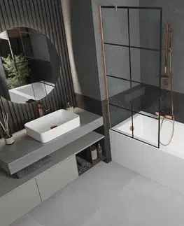 Sprchové dvere MEXEN/S - Next vaňová zástena FIX 80 x 150, čierna vzor, meď kartáčovaná - 895-080-000-00-70-77 895-080-000-00-77-65