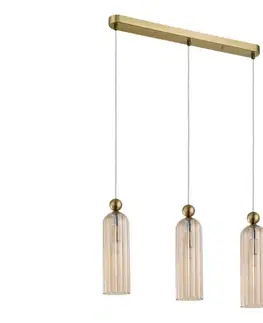Svietidlá Light Prestige Luster na lanku PIEGA 3xE14/40W/230V mosadz/dymová béžová LP-939/3L amber
