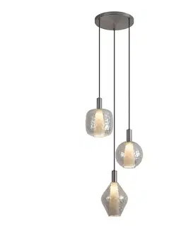 Závesné svietidlá Dizajnová závesná lampa Gun Metal 3-svetelná - Ard