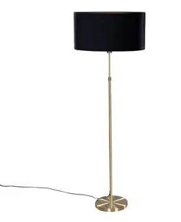 Stojace lampy Stojacia lampa zlatá s oválnym zamatovým tienidlom čiernym 50 cm - Parte