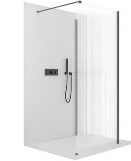 Sprchovacie kúty CERANO - Sprchová zástěna Walk-in Onyx Corner Cube L/P - 8 mm - hranatá vzpěra - černá matná, rýhované sklo - 150x60x200  CER-8050BD78261