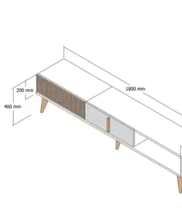 TV stolíky TV stolík Milan Alt - Walnut, White