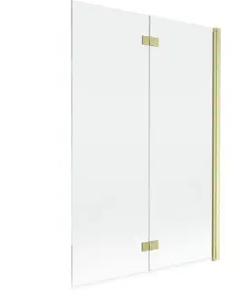 Sprchové dvere MEXEN - MIST vaňová zástena 120x150 cm 6mm 2-s, zlatá kartáčovaná, číra, pravá 8A9-120-002-55-00-P