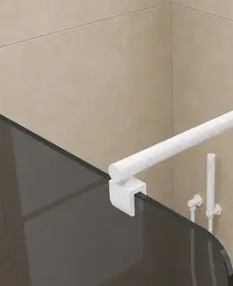 Sprchové dvere CERANO - Sprchová zástena Walk-in Orbis Round Ľ/P - 8 mm - guľatá vzpera - biela matná, grafitové sklo - 150x200 CER-978767