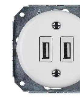 Predlžovacie káble Reblig -Porcelánová retro USB napájacia zásuvka bez rámčeka 2x USB-A biela RGUSBX-W