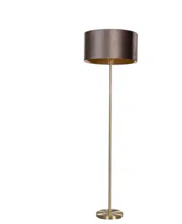 Stojace lampy Stojacia lampa mosadz s velúrovým tienidlom hnedá 50 cm - Simplo