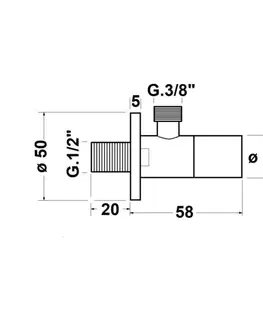 Doplnky do kúpeľne SAPHO - Rohový ventil s matkou, guľatý, 1/2"x 3/8", zlato mat SL019