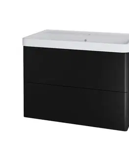 Kúpeľňový nábytok Mereo Siena, kúpeľňová skrinka s keramickým umývadlom 81 cm, čierna mat CN441