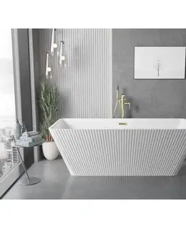Vane MEXEN/S - Tava voľne stojaca vaňa reliéf 170 x 75, biela, sifón a prepad zlatá 52851707500-50