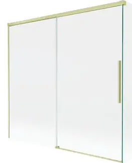 Sprchové dvere MEXEN/S - Rox vaňová zástena 2-krídlová posuvná 170 + 80 x 150, transparent, zlatá kartáčovaná 8C9-170-080-55-00