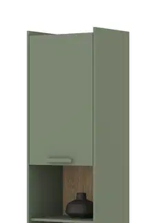 Regály KENDY regál/knižnica, tlmená zelená/dub