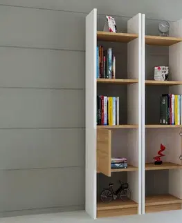 Knižnice Knižnica Esbi 102 - White, Teak