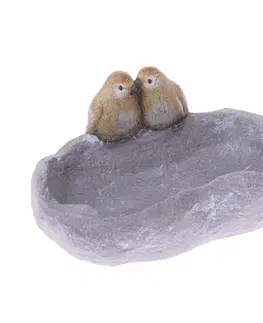 Záhradné slnečníky a doplnky Keramické napájadlo pre vtáčiky Bird´s love, 20,2 x 10,3 x 15,7 cm
