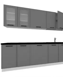 Modulový kuchynský nábytok Kuchynská linka 260 dast grey bez dosky