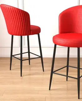Barové stoličky Bar Stool Set (2 Pieces) Uras - Red, Black