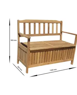 Úložné boxy Drevená lavica s úložným priestorom Edita, 120 x 57 x 90 cm