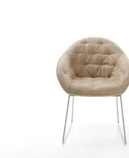 Jedálenské stoličky DELIFE Jedálenská stolička Gaio-Flex mikrovlákno béžová vintage tenká podstava nerezová oceľ