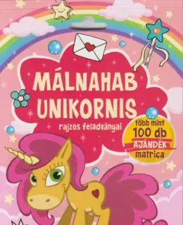 Nalepovačky, vystrihovačky, skladačky Málnahab unikornis rajzos feladványai - Több mint 100 db ajándék matrica