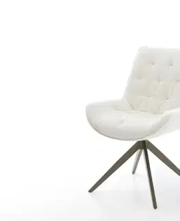 Jedálenské stoličky DELIFE Jedálenská stolička Taimi-Flex bouclé mäkký béžová krížová podstava široká titánová farba 360° otočný kolískacia funkcia