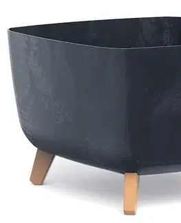 Kvetináče a truhlíky NABBI DGQL400E plastový kvetináč na nožičkách 39 cm antracit