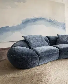 Pohovky DELIFE Pohovka Lunna 280×130 cm šenilka modrá 2 vankúše