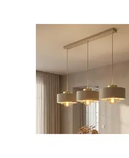 Svietidlá BRILAGI - Závesný luster na lanku SPRING 3xE27/60W/230V béžová/zlatá 76-003B