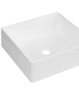 Umývadlá INVENA - Umývadlo na dosku Glamour Trend 36x36cm, ryhovaný štvorec, biely lesk CE-63-K01-L