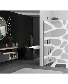 Sprchové dvere MEXEN/S - KiotoL Sprchová zástena WALK-IN 100 x 200, biela vzor, grafit metal 800-100-103-95-97