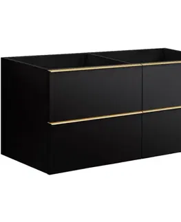 Kúpeľňový nábytok CERANO - Koupelnová skříňka pod umyvadlo s úchytkou Velora - černá matná, úchytka zlatá - 158x53x46,5  CER-665113