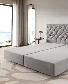 Postele Boxspring DELIFE Boxspring posteľ Dream-Great mikrovlákno sivá 200×200 cm