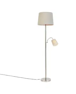 Stojace lampy Inteligentná stojaca lampa oceľ s sivým tienidlom vrátane Wifi A60 a E14 - Retro