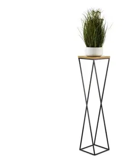 Stojany na kvetiny HowHomely Stojan na kvety LOFT 100x24 cm čierna/hnedá 10-1631-100-MDF