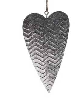 Vianočné dekorácie Závesné srdce Teramo strieborná, 20 x 10 cm