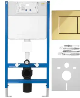 Záchody REA - Podomietkový WC systém K011A-Q + tlačidlá J Gold KPL-E0636