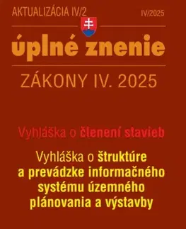 Zákony, zbierky zákonov Aktualizácia 2025 IV/2 - Stavebný zákon – územné plánovanie