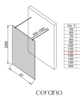 Sprchové dvere CERANO - Sprchová zástena Walk-in Onyx Duo Ľ/P - 8 mm - hranatá vzpera - čierna matná, bronzové sklo - 120x200 CER-687832